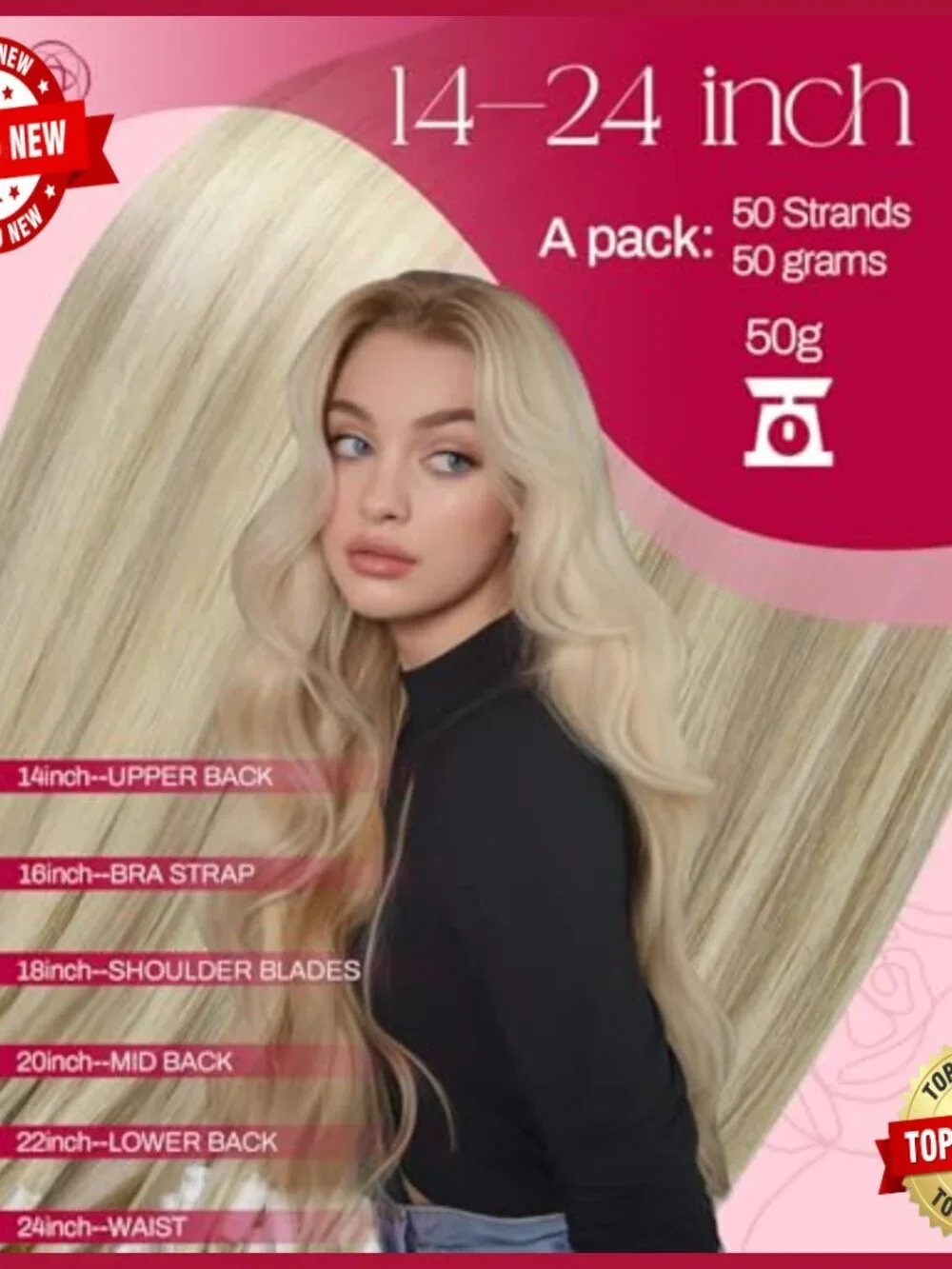 50G Human Hair Extensions Micro Loop Straight 20 Inch
